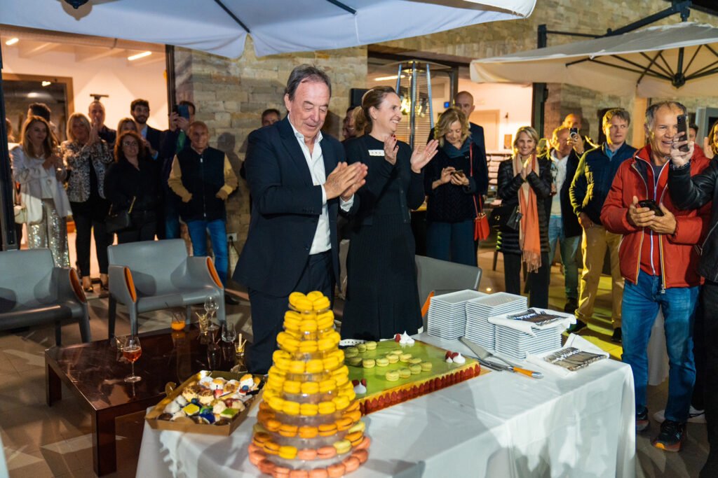 Riccardo Piatti e la moglie Gaia Bersanelli durante la serata di celebrazione per i cinque anni del Piatti Tennis Center