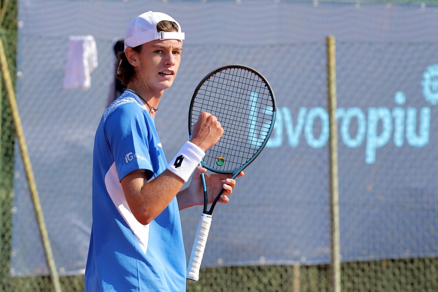 L'azzurro Riccardo Pretolani: ha rimontato uno svantaggio di 6-2 5-2 contro lo svedese Ten, annullando anche 4 match-point (foto FITP)